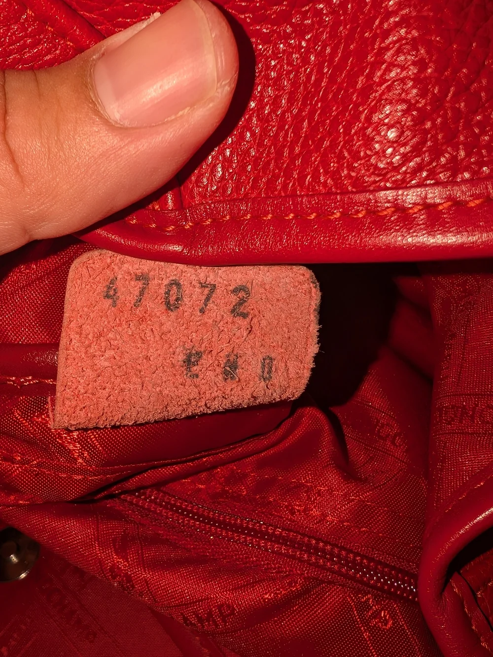 Vintage Red Pebble Leather Longchamp Backpack